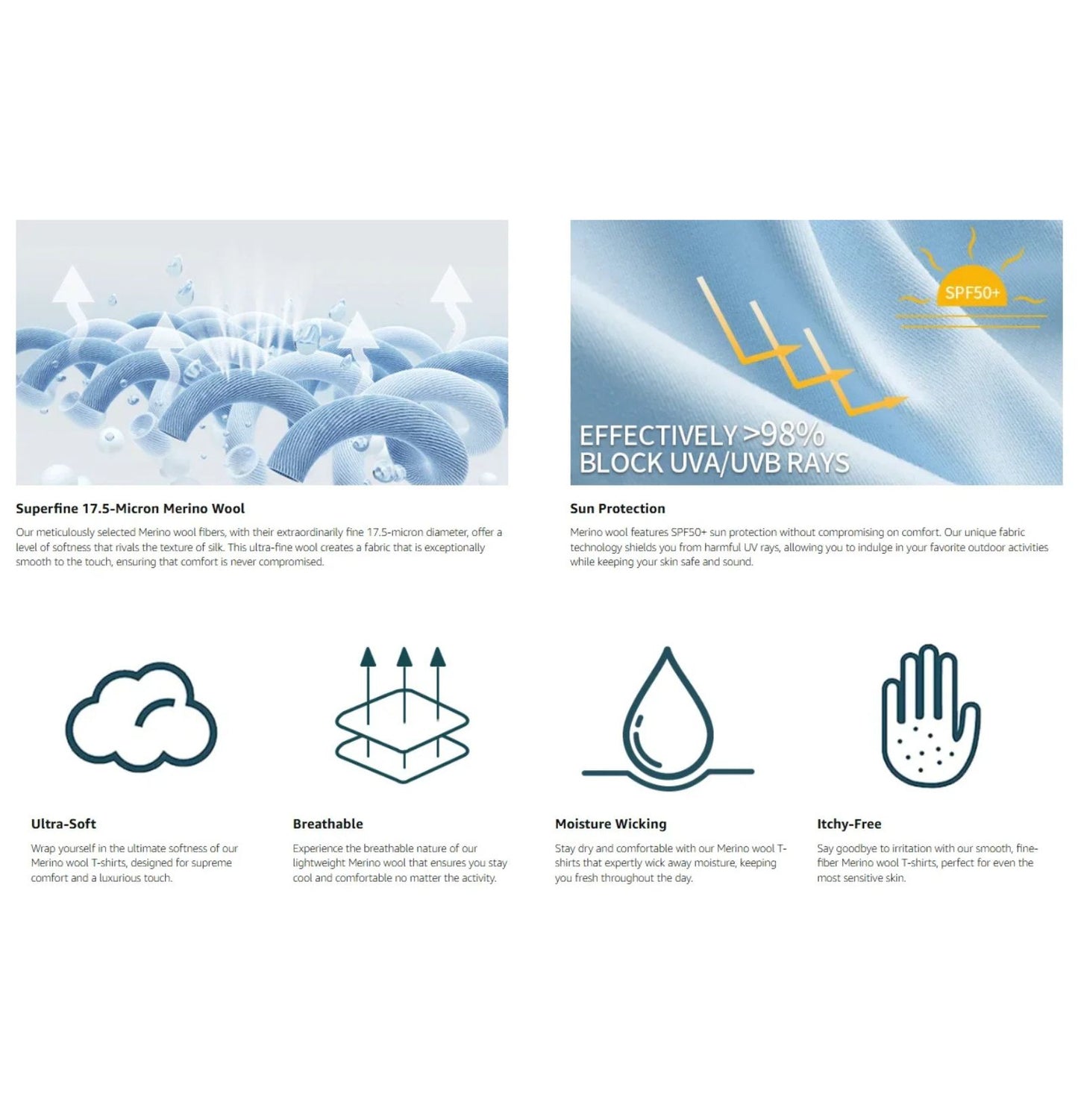 100% Merino Wool T-shirt for Women